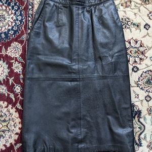 Long length vintage leather skirt